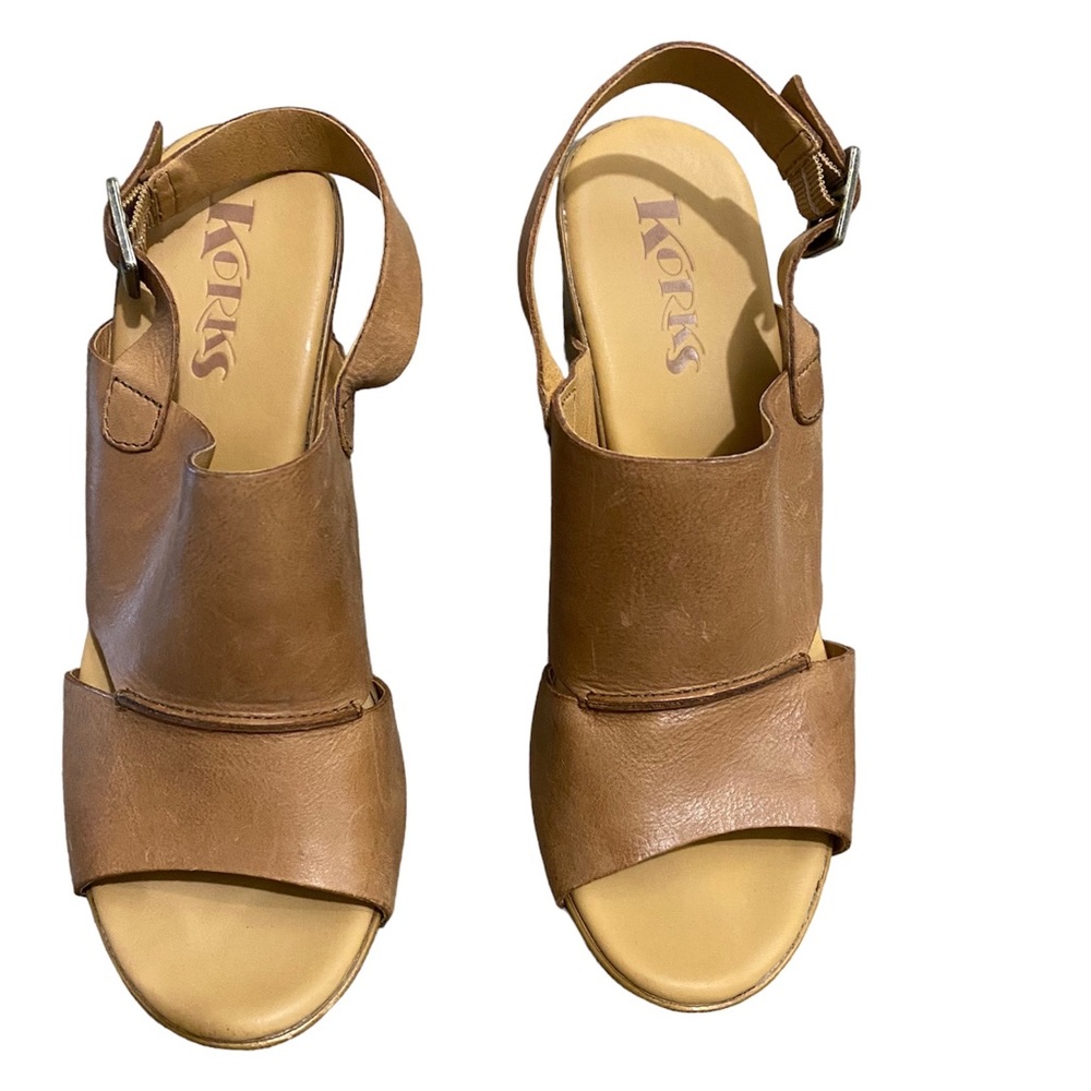 Korks Leather platform heel sandals